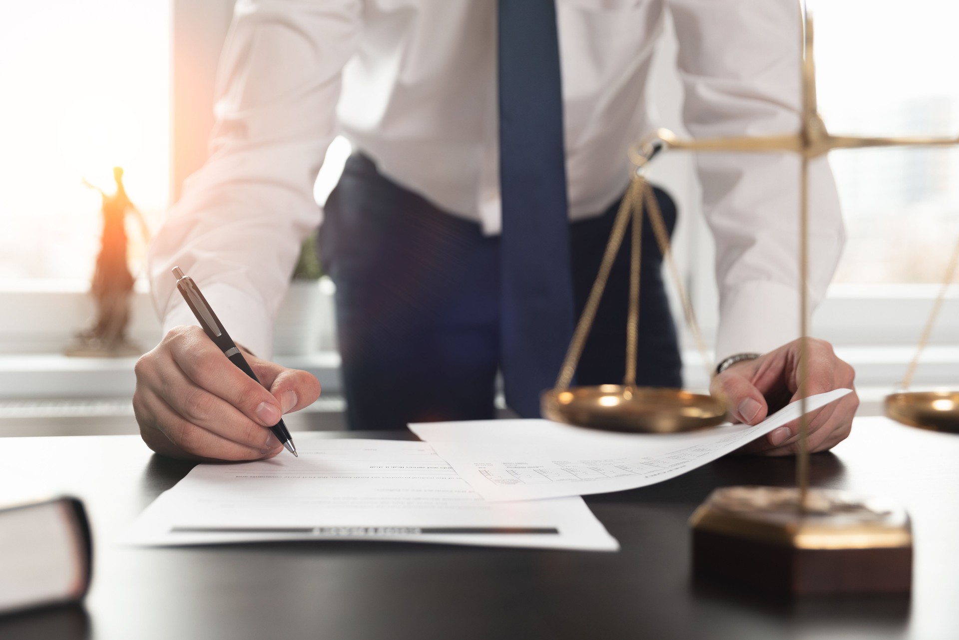 Lawyer working with documents. Justice concept.
